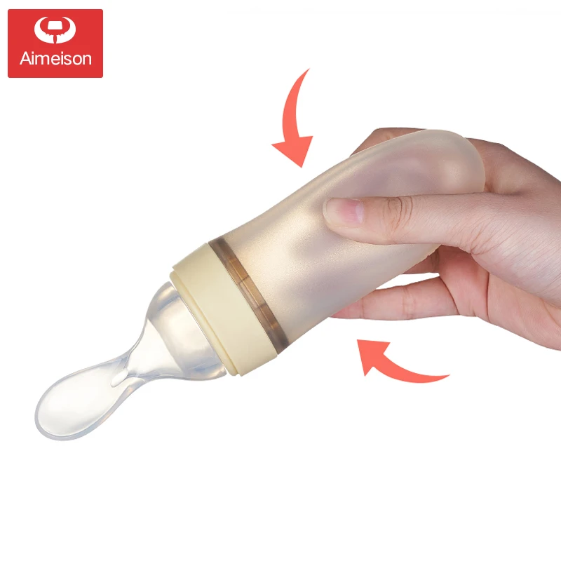 Baby Rice Paste Spoon Bottle Soft Silicone Baby Food Supplement Artifact Squeeze Rice Noodle Feeding Tools Eat Tableware