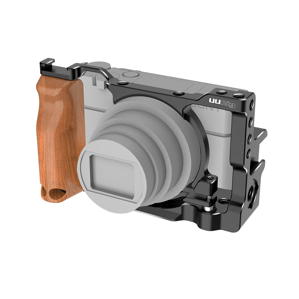

UURig C-RX100 VII Vlog Cage Protective Frame Case Stabilizer Rig with Wood Hand Grip for Sony RX100 VI/VII M6/M7 Camera Cage Rig