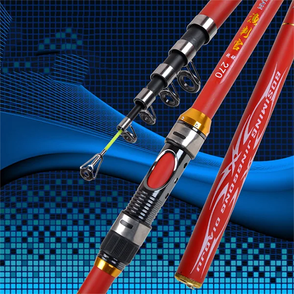 Красный 2.1m-3.6m Lure Weight Ultralight Fishing Rod Black Red FRP Travel Fish Rock Carp Feeder Rod Hard Stream Pole Portable Rod - Цвет: Красный
