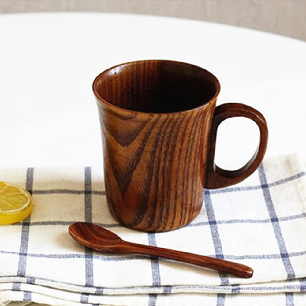 Wooden coffee beer mug wooden cup tea cup handmade single layer wooden cup old lacquer wood grain cup round cup wooden cup