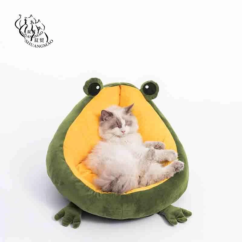 Pet Cat S House Indoor Frog Cat Bed Warm Small Dogs Beds Portable Kitten Mat Soft Cute Sleeping Loungers Window Bag Products Cat Beds Mats Aliexpress