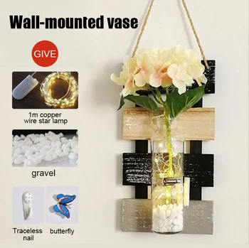 

Rustic Jar Sconces for Home Decor Decorative Flower Wall Decor Wooden Decors Hanging Drop Shipping