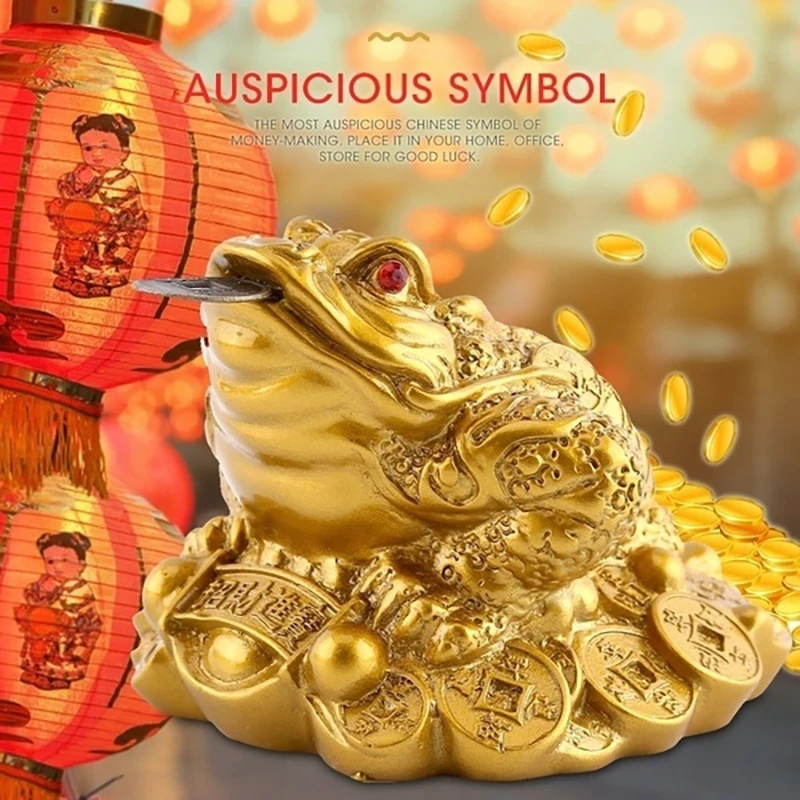 Feng Shui dinero de sapo de la suerte, Rana Dorada china con monedas de Sapo, adornos de mesa Feng Shui dinero de sapo de la suerte, Rana Dorada china con monedas de Sapo, adornos de mesa