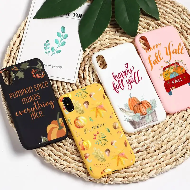 

Pumpkin Happy Autumn Phone Case Candy Color for iPhone 11 12 mini pro XS MAX 8 7 6 6S Plus X 5S SE 2020 XR