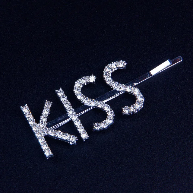 KISS StoneFans Bling GLAM с надписью Boss rhinestone заколки для волос аксессуары для волос свадебные шпильки заколки для волос для женщин - Окраска металла: KISS