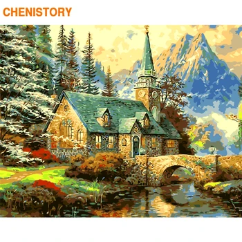 

CHENISTORY Frame DIY Painting By Numbers Countryside Picture By Numbers Acrylic Canvas Painting Landscape For Diy Gift 60x75cm