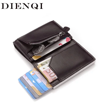 

DIENQI Rfid Card Holder Men Wallet Money Bag Male Black Short Purse 2020 Zipper Small Trifold Thin Slim Mini Magic Wallet pop up