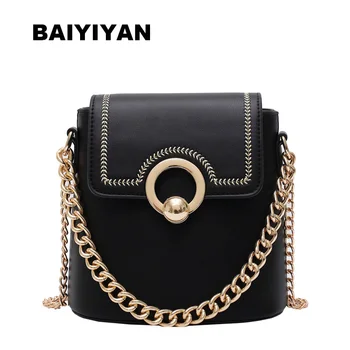 

2020 New arrival Fashion Bucket Bag PU Leather Luxury Handbag Women's Small Hasp Chains Shoulder Bag