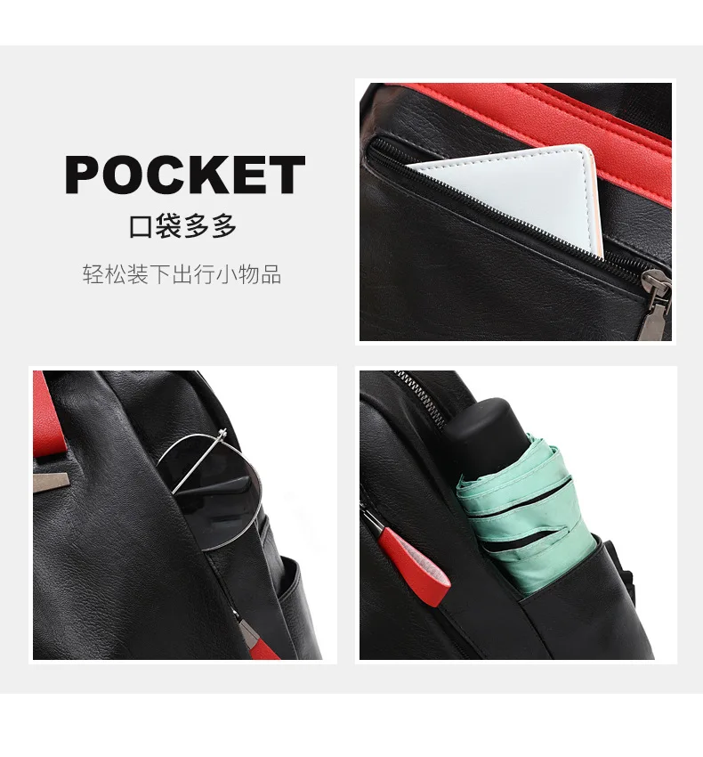 High Quality Soft Leather Backpack for Women 2019 New Fashion Black White Girls PU Rucksack Small Double Zipper Travel Backpacks (10)