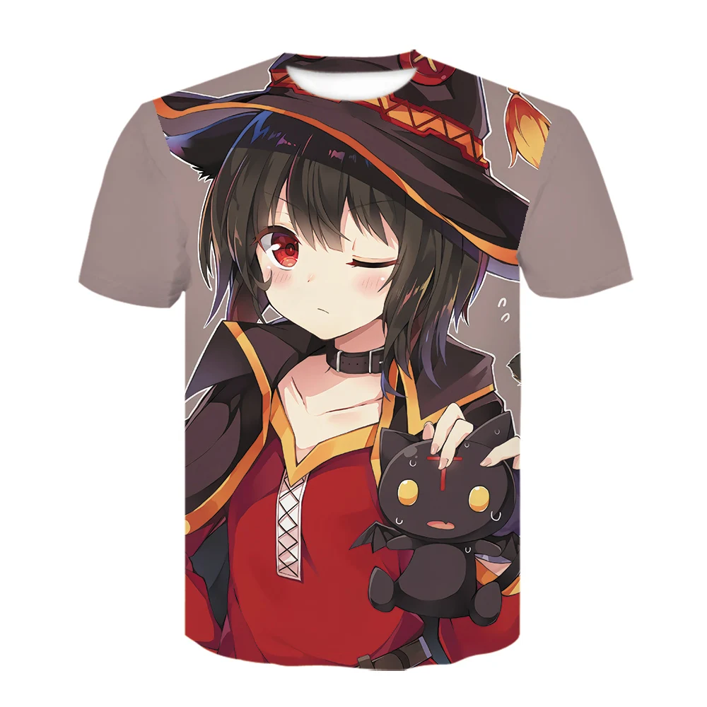 Летняя футболка с аниме коносубой милые футболки 3D принтом унисекс Megumin homme
