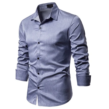 

Dihope 2020 New Men Dress Shirt Long Sleeve Slim Brand Man Autumn Shirts High Quality Solid Male Clothing Fit Business Shirts