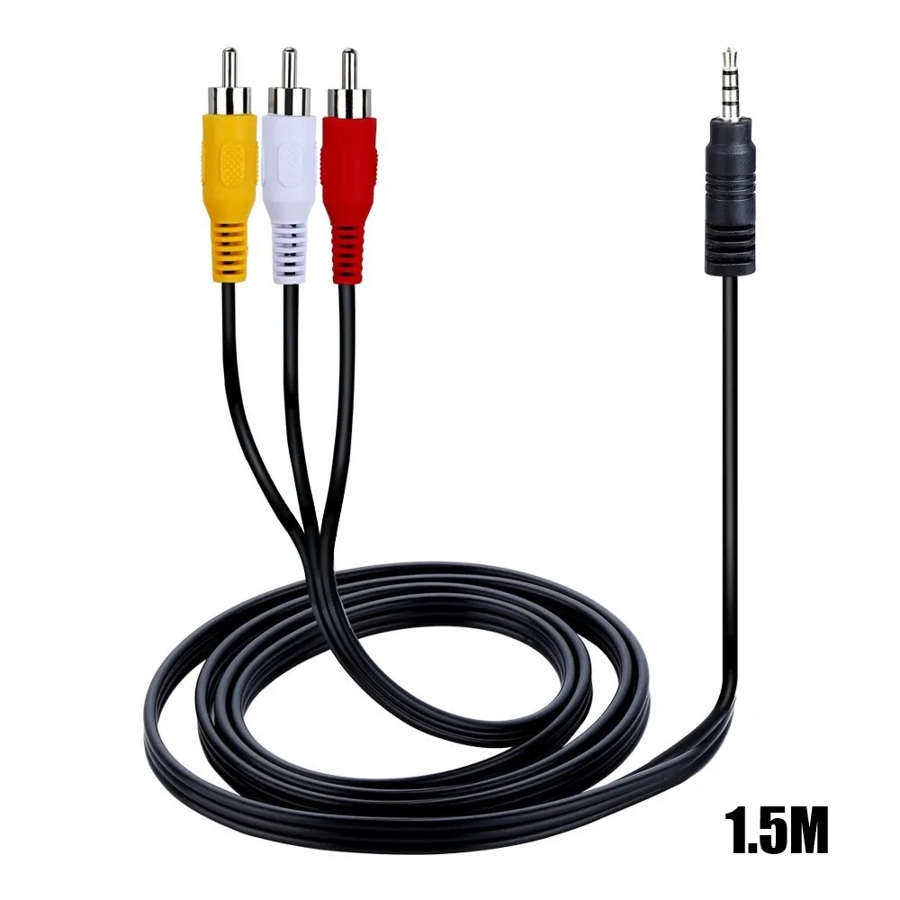 

RCA Cable Male to 3 RCA Jack Adapter Audio Aux Video 3.5mm AV Cable Cord for DVD Player Recorder HiFi Stereo VCR TV Stereo 1.5M