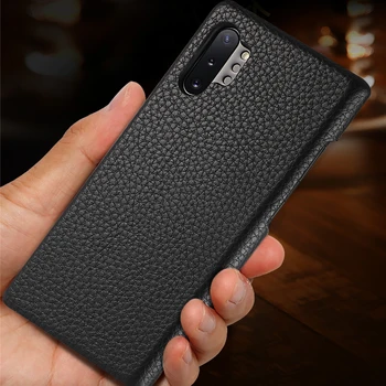

Original Litchi Grain Genuine Leather Back Case For Samsung Galaxy Note 10 10 Plus Cover Ultra Thin