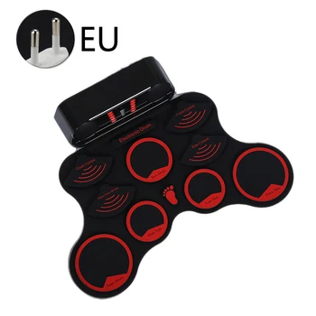 

Compact Silicone Foot Pedals 9 Point Electronic Drum Set With Sticks Music Instrument USB Beginner For Kids Adults Gift Roll Up
