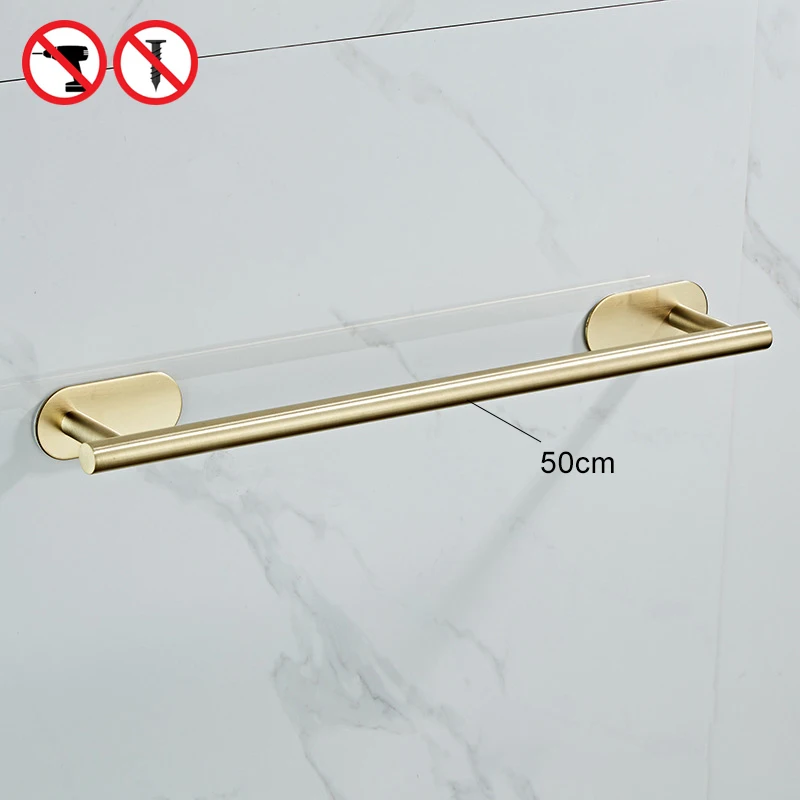 Brushed Gold Bathroom Hardware Set - Robe Hook, Towel Bar, and Toilet Paper Holder