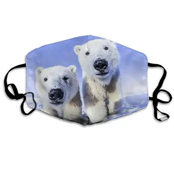 

Polar Bears Dust Mask, Reusable Washable Mouth Masks, Adjustable Warm Face Mask Unique Cover Filters Blocking Pollen Pollution
