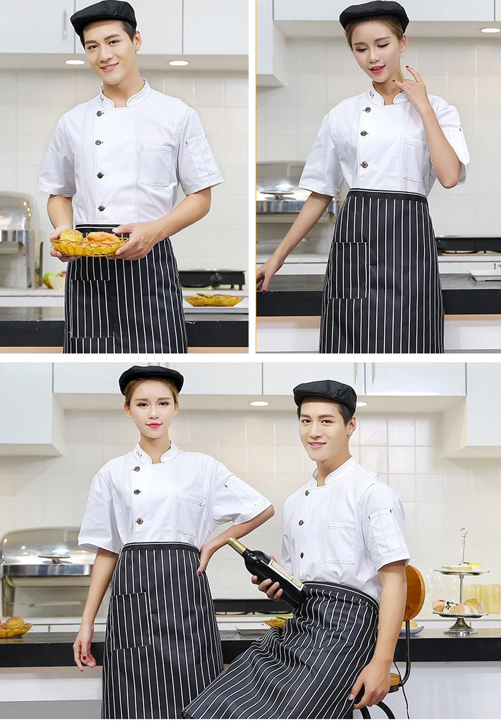 Viaoli Hotel Chef's Uniform Short Sleeve Mesh Breathable Workwear shirt Catering Restaurant Kitchen Bakery wholesale chef jacket
