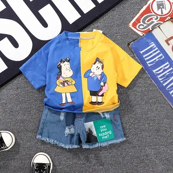 

Children Boys Girls Clothing Sets Kids collision color T-Shirt Shorts 2Pcs/Set Toddler Leisure Sport Suit Baby Cotton Tracksuits