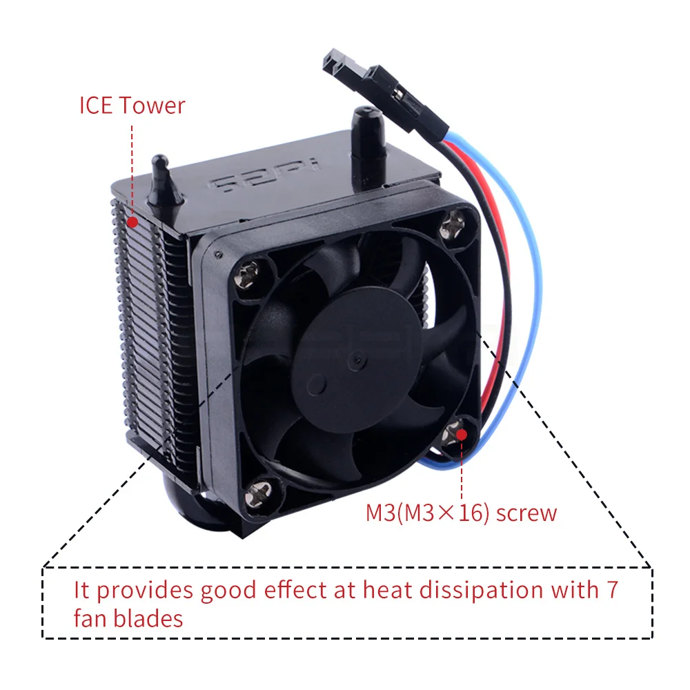 Dissipador de Calor Ventilador de Refrigeração Pwm para Raspberry Velocidade Ajustável fã 7 Lâminas Bastante Silencioso Mini pi 5v - Imagem 5