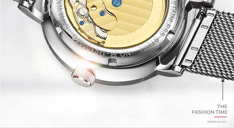 Швейцарские автоматические часы для мужчин Бингер Скелет Механические Мужские часы модный бренд часы Relogio Masculino водонепроницаемые