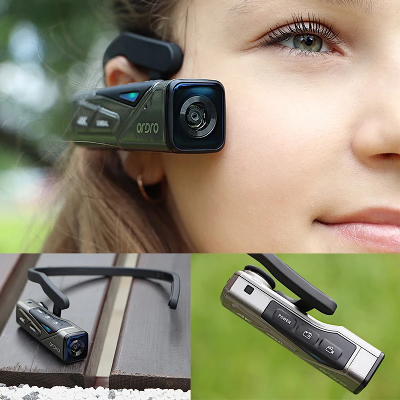 ORDRO EP7 Camcorder 4K FPV Vlog Freisprech-Camcorder Kopf Tragbare Videokamera 30FPS WiFi-Kamerarecorder mit integriertem 2-Achsen-Gimbal Fernbedienung und 64 GB MicroSD-Karte