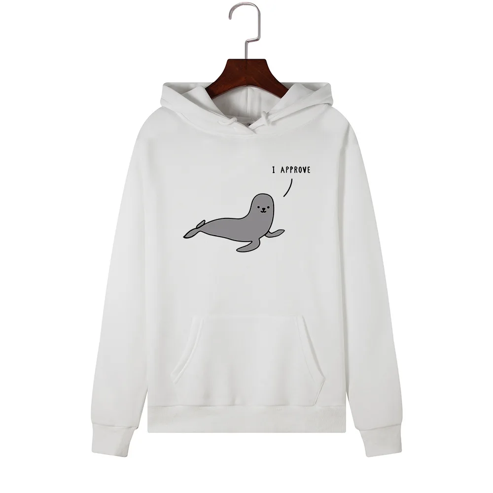 SINGRAIN Smart Dolphin женские толстовки повседневные kpop Pocket Polerones уличная одежда Большие размеры топы с милым принтом koya толстовка с капюшоном
