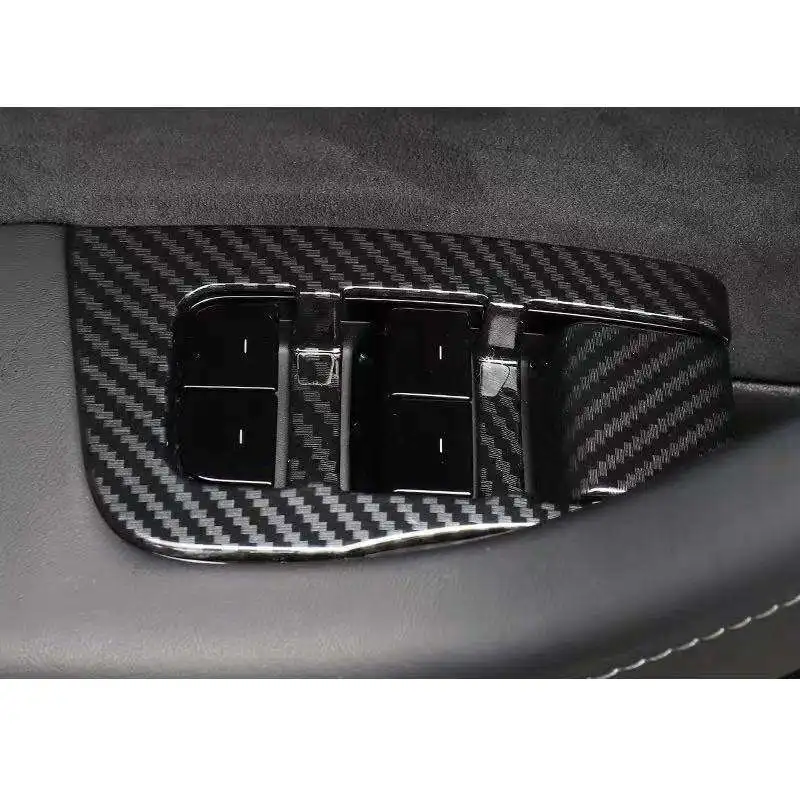 

Carbon Fiber Style Car Interior Door Window Lift Switch Panel For Tesla Model 3 Frame Trim Decoration Frame Car Accessories