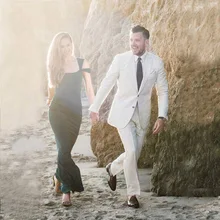 Пляжные льняные мужские свадебные костюмы классические на заказ облегающий костюм жениха смокинг Homme 2 шт. куртка брюки Ternos