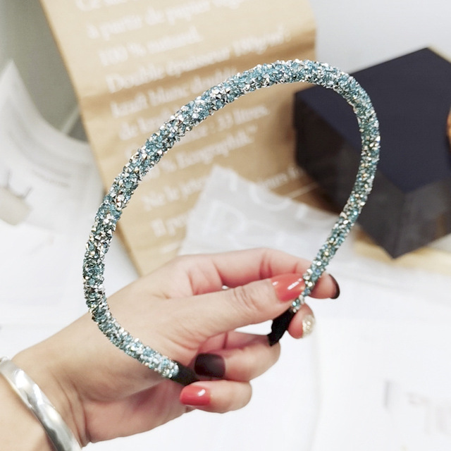 Korea Crystal Soft Headband for Women Rhinestone Hairband Beads Bezel Girls Hair Accessories Simple Headwear
