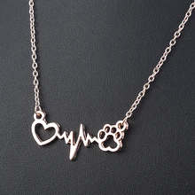 Модное ожерелье с кулоном в виде лапы сердец и лап с милыми собаками и кулонами, ювелирные изделия для женщин