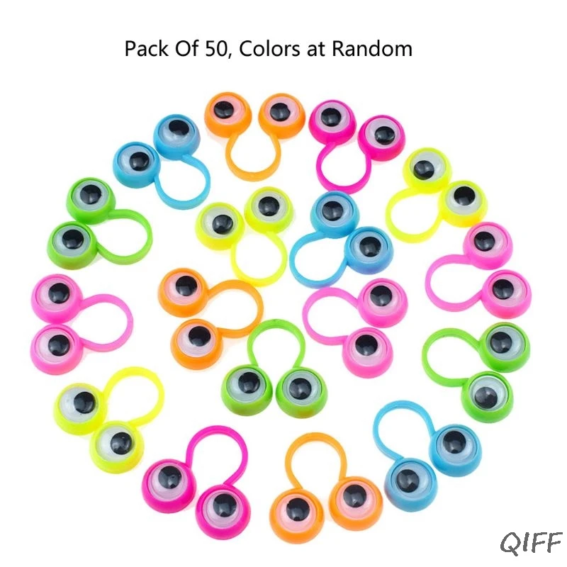 

50Pcs Eye Finger Puppets Googly Eyes Rings Eyeball Ring Kit for Kids Party Favor