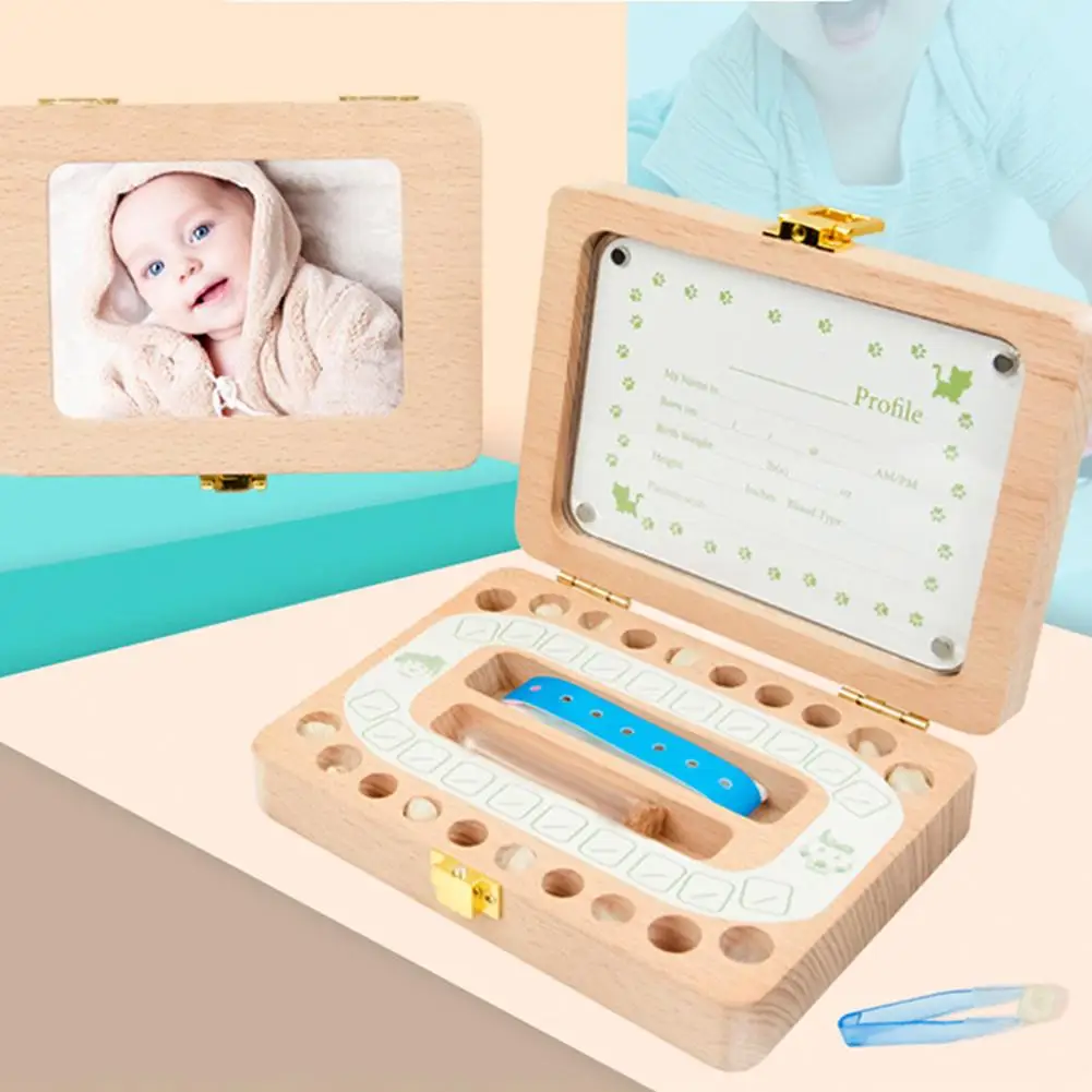 

Wooden Photo Frame Fetal Hair Deciduous Tooth Box Organizer Milk Teeth Storage Umbilical Lanugo Save Collect Baby Souvenirs Gift