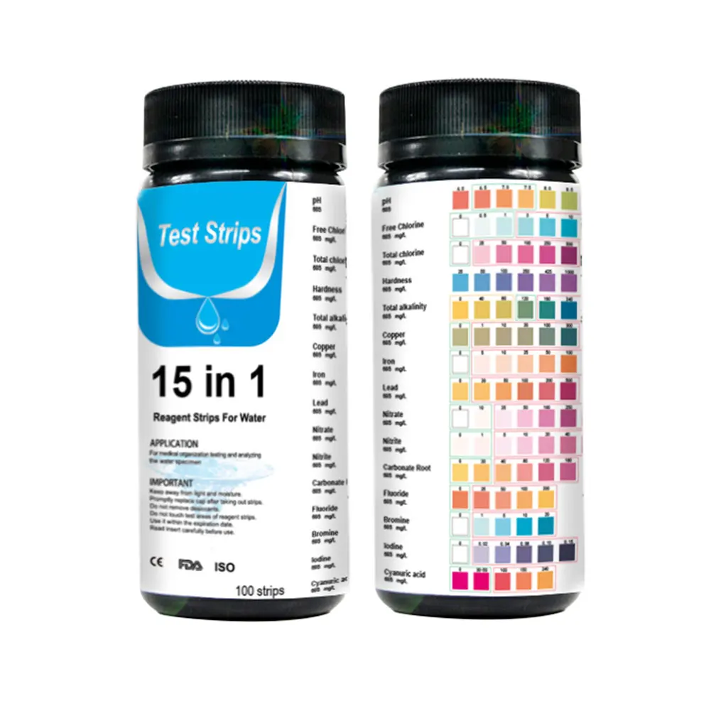 100PCS 7/14/15-in-1 Drinking Water Test Strip PH Bromine Nitrate Water Quality Test For Aquarium Fish Tank Pool Strip