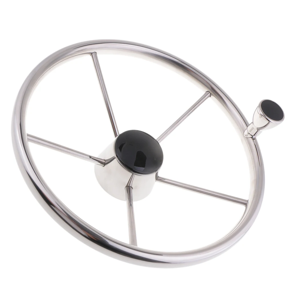 

5-Spoke Marine Steering Wheel 3/4 inch Shaft with Knob for Boat - 13 1/2 inch 340mm Dia