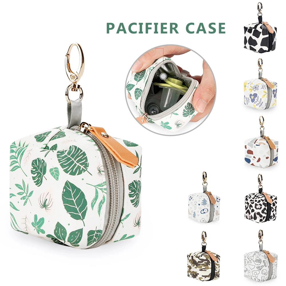 Dummy Bag For Baby, PU Dummy Case Holder, Case With Zip Closure & Strap, Case Pacifier Storage Holder Box Decorate Accessories