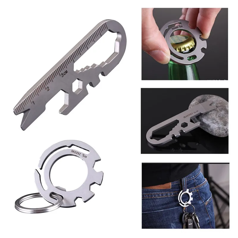 

Portable Pocket Survial Tool Bottle Opener Multi-Tool EDC Keyring Keychain For Travel