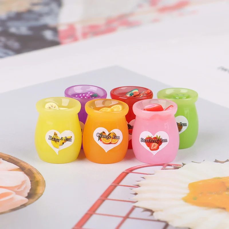

6pcs/set Dollhouse Miniature food Fruit jam Bottle Play Mini Food For Dollhouse Kitchen Toys