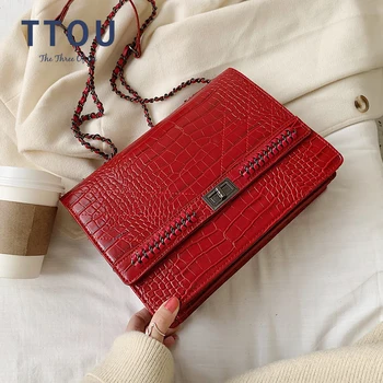 

Fashion Women Bag Crocodile Pattern Leather Female Simple Shoulder Crossbody Bags Office Lady Solid Color Chain Casual Tote