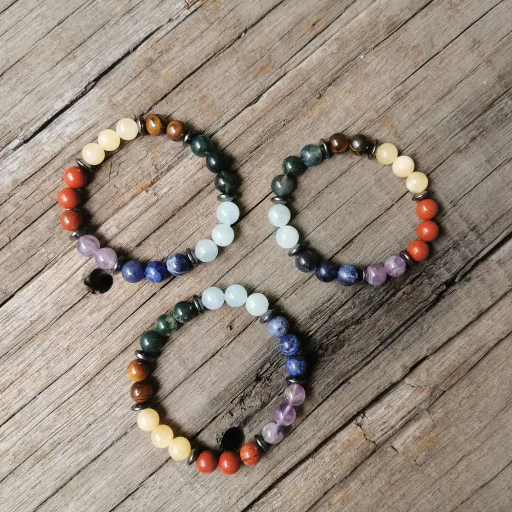 8mm Natural Stone Beads,Prayer Bracelet,Aquamarine,Seven Charm Bracelet,JapaMala Bracelet,Spiritual Jewelry,Meditation Beads