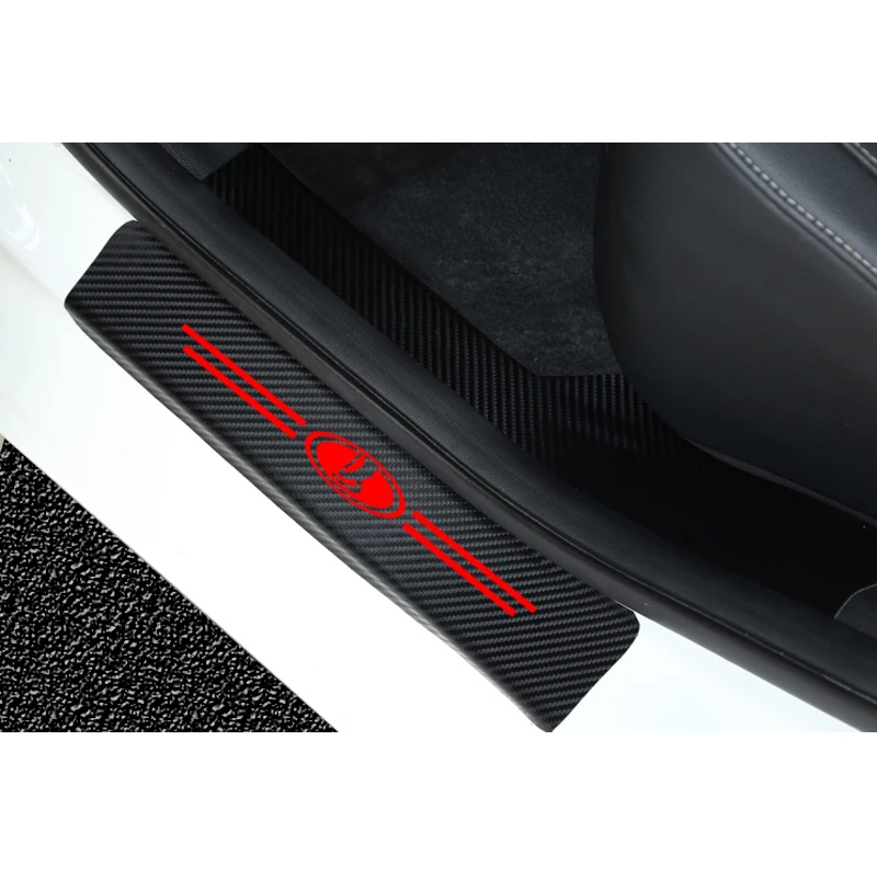 4PCS Carbon Fiber Protector Car Door Sill Plate Cover Sticker For lada VESTA niva kalina priora granta largus vaz Accessories