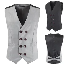 Модный приталенный стильный жилет, мужской жилет, крутой двубортный жилет Dl224