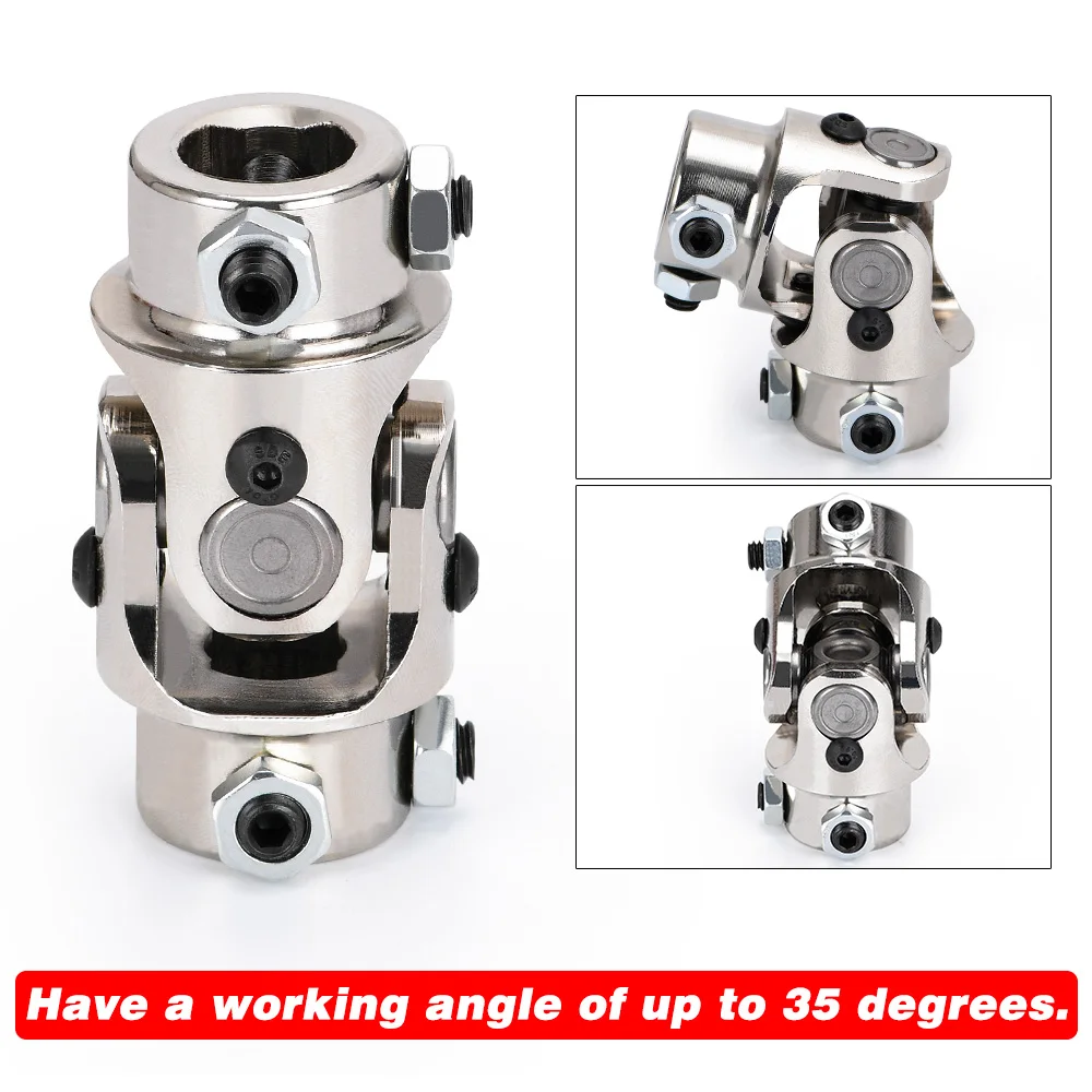 3/4" DD x 3/4" DD Nickel Plating Single Steering Shaft Universal U Joint Total Length 83mm (3-1/4") HT-SJS01 linear shaft rod,rod end bearings
