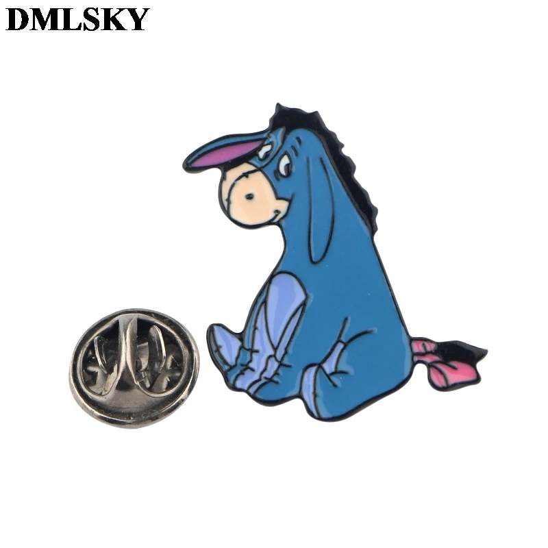 DMLSKY, мультяшный Ослик, забавные металлические булавки для женщин и мужчин, булавка для рюкзака, индивидуальная брошь для одежды, значок, очаровательное ювелирное изделие M3981