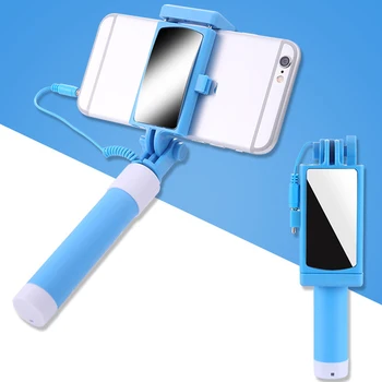 

Universal Mini Selfie Stick Extendable Phone Selfie Stick With Wire Remote And Rearview Mirror For Phone HYD88