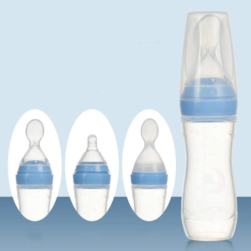 

3Pcs/Set Baby Training Silicone Bottle Squeeze Spoon Children Food Supplement Bottle for Kids Children Flatware 120ML