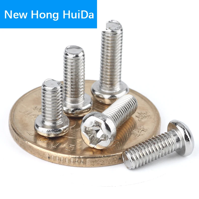 

M2 M2.5 M3 M4 Steel Nickel Plated Phillips Cross Recessed Pan Head Machine Screw Metric Thread Iron Round Head Bolt