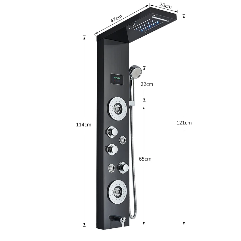LED Shower Panel Tower System Rain Waterfall Shower Column Hydroelectricity LCD Display With Massage Body Spa Bath Faucet shower panel