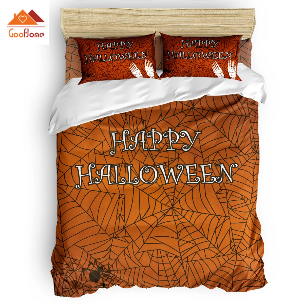 Happy Halloween Декор постельное белье Винтаж цветочный дизайн ногтей коллекция 3/4 шт. Постельное белье Простыня накидка для подушек набор