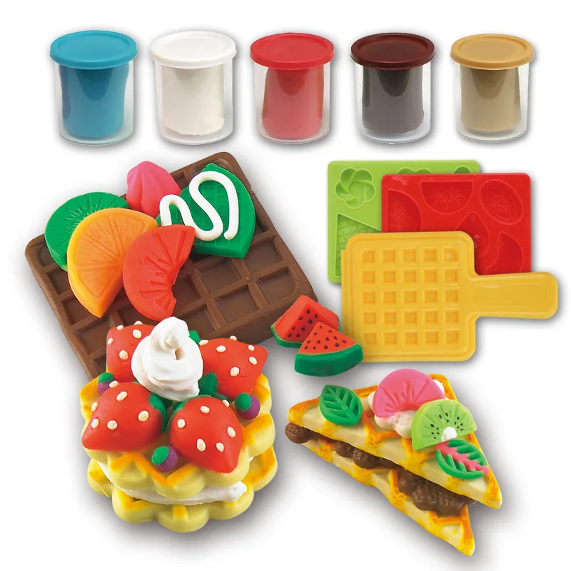 

Children DIY Colorful Clay Fluffy Slime Toys Simulation Food Soft Clay Mould Sets Kids Color Creative Learning 3D Clay Toys Gift
