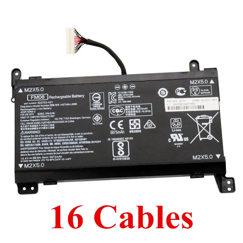 7XINbox 14,4 V 86Wh 5675 мА/ч, FM08 ноутбук Батарея для hp двумя способами; женские 17-an014ng HSTNN-LB8B 922753-421 922977-855 серии 16 кабели